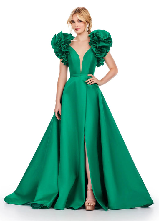 Ashley Lauren 11610 - Ruffle Sleeve Mikado Prom Dress