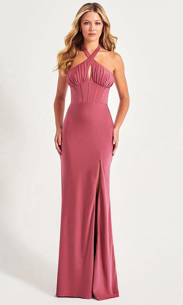 Faviana 11065 - Ruched Crisscross Halter Prom Gown