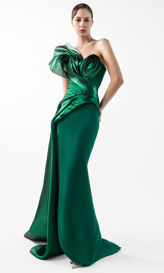 MNM Couture G2023 - One Shoulder Draped Slit Evening Gown