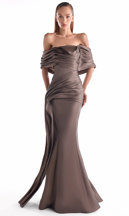 MNM COUTURE G2104 - Sculpted Off Shoulder Mermaid Dress