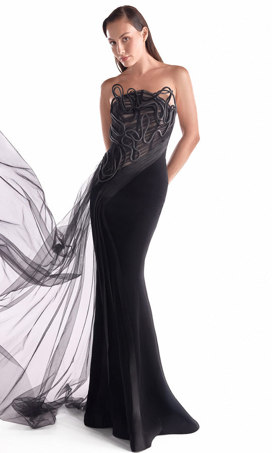 MNM COUTURE G2116 - Corded Embroidery Strapless Evening Gown