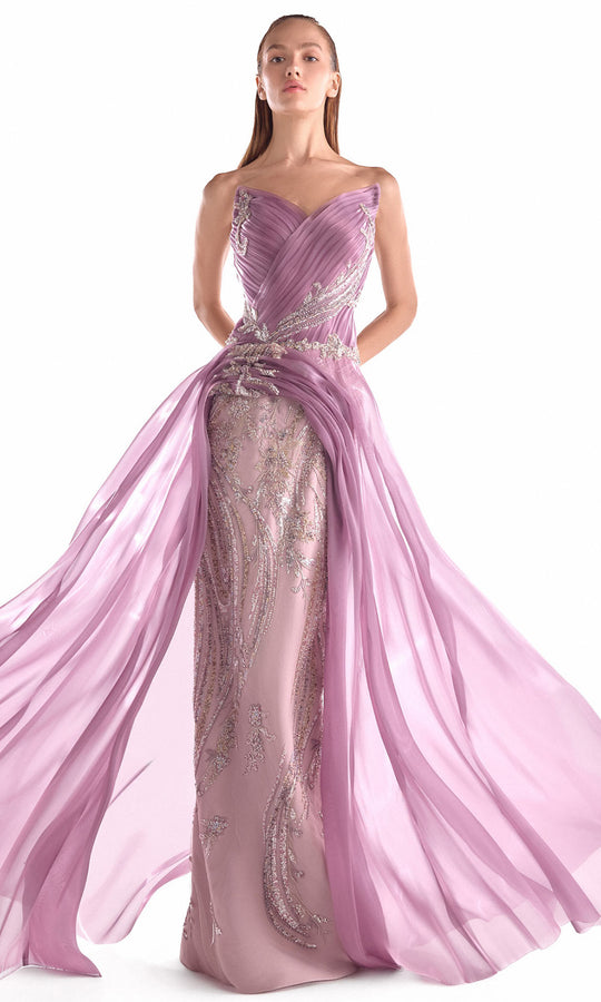 MNM COUTURE G2131 - Embroidered Sweetheart Overskirt Dress