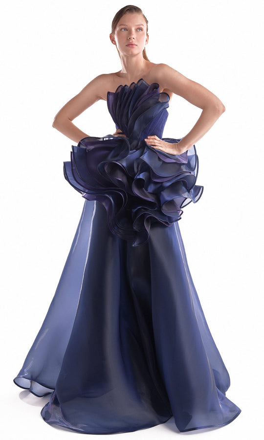 MNM COUTURE G2146 - Sculptural Ruffle Strapless A-Line Dress