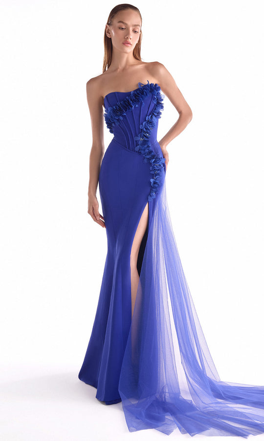 MNM COUTURE G2149 - Floral Embellished Corset Fitted Dress
