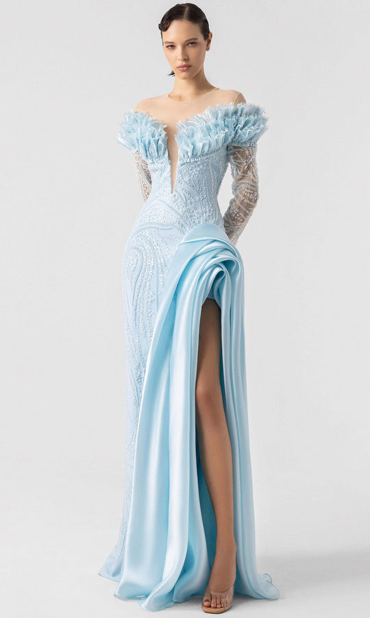 MNM Couture G1915 - Organza Frills Illusion Jewel Gown