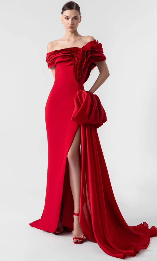 MNM Couture G1942 - Off Shoulder Gown with Dramatic Ruffles