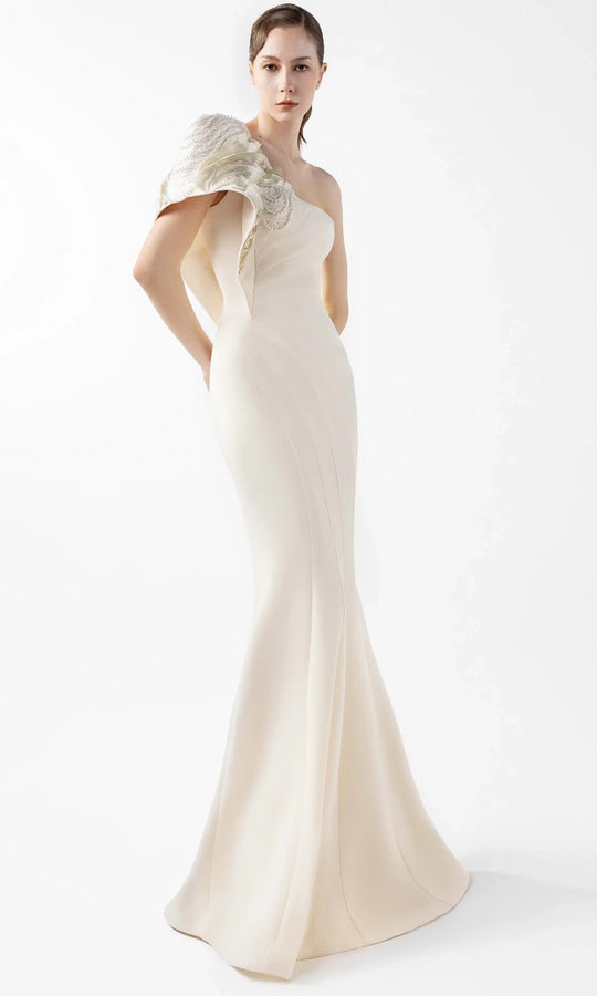 MNM Couture G2003 - One Shoulder Pearl Embellished Gown