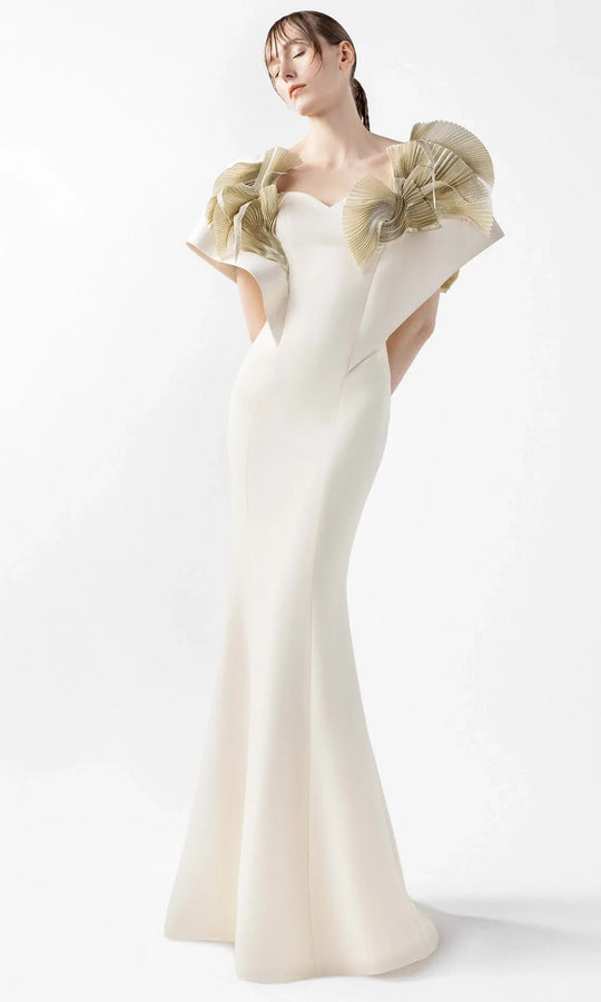 MNM Couture G2005 - Pleated Shoulder Accent Sweetheart Gown