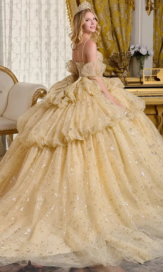 Elizabeth K GL3646 - Bubble-Hem Ruffle Tulle Ballgown