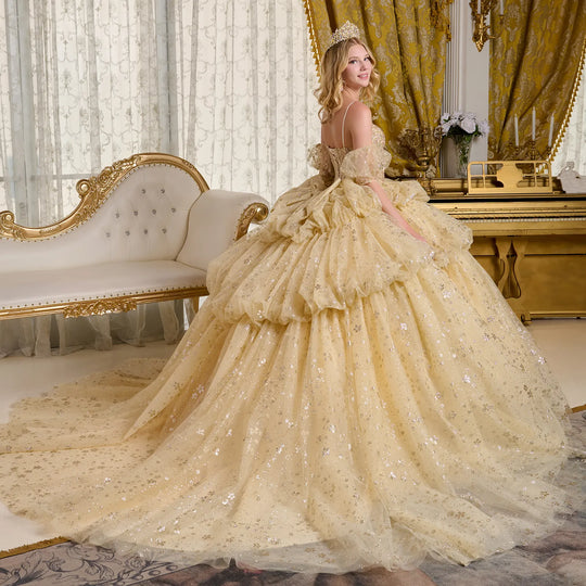 Elizabeth K GL3646 - Bubble-Hem Ruffle Tulle Ballgown
