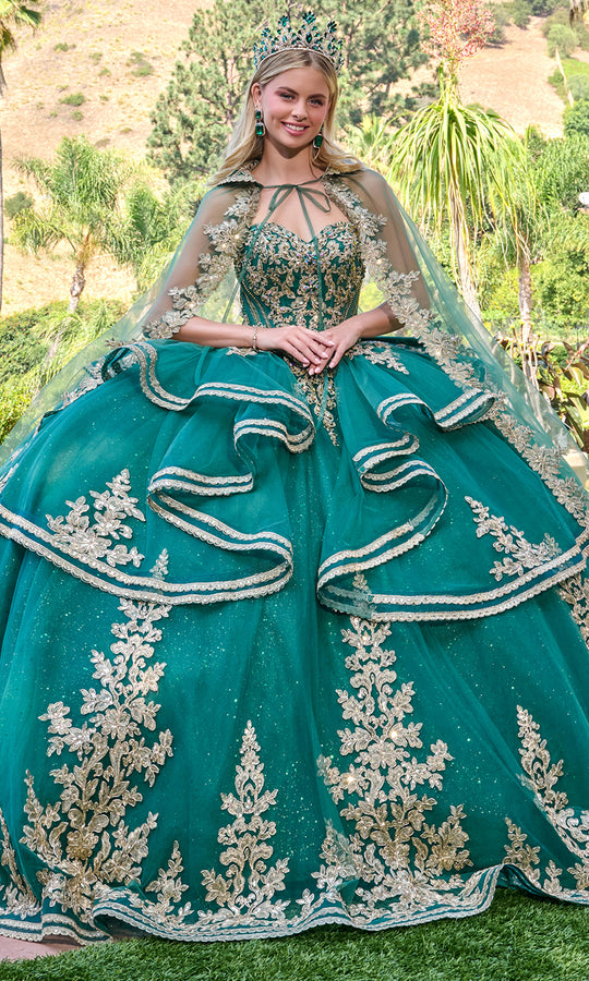 Elizabeth K GL3671 - Layered Ruffle Ballgown with Embroidery