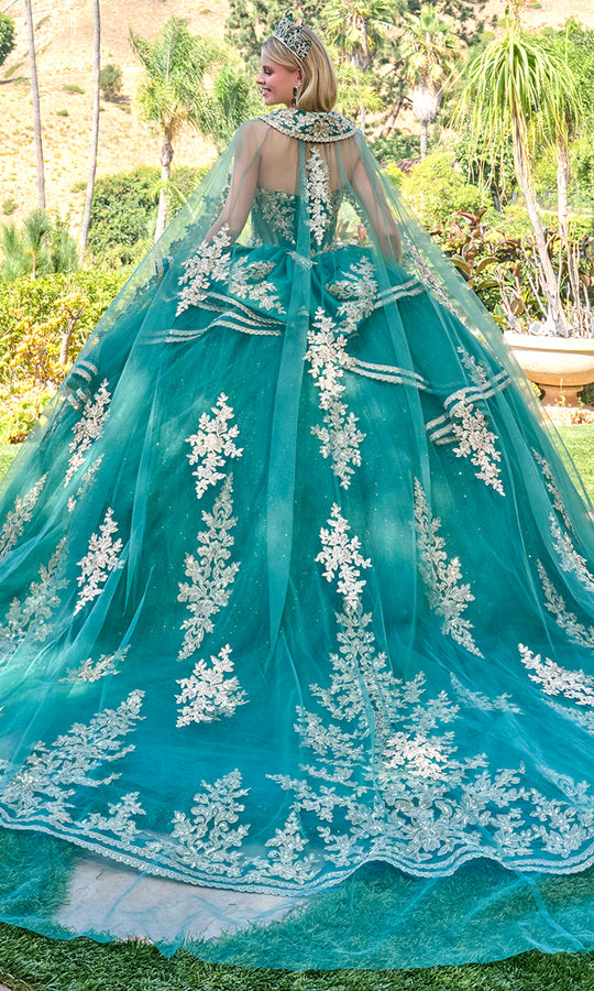 Elizabeth K GL3671 - Layered Ruffle Ballgown with Embroidery