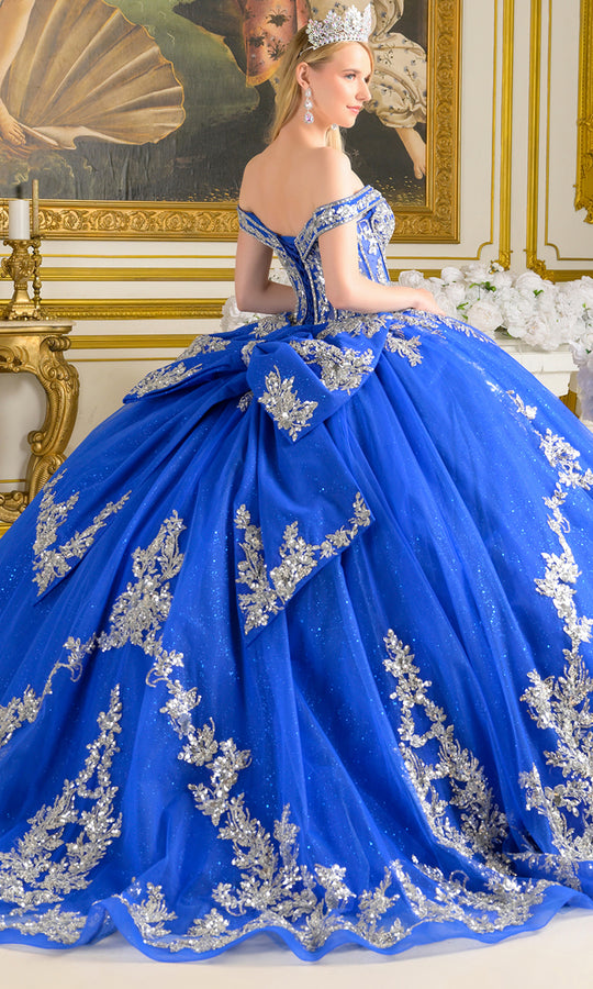 Elizabeth K GL3672 - Fold Over Neckline Embroidered Ballgown