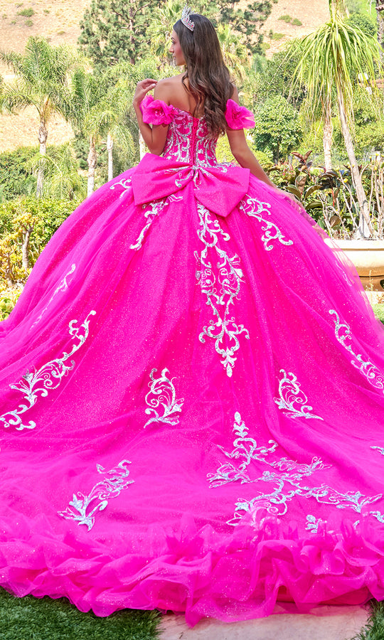 Elizabeth K GL3709 - Puff Sleeve Sequin Mesh Ballgown