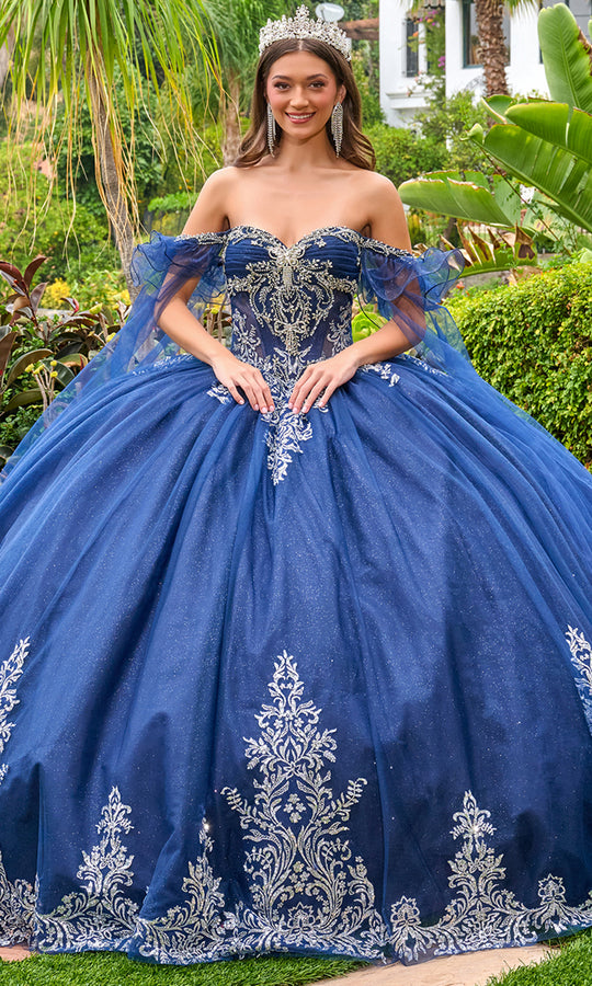 Elizabeth K GL3752 - Ruffle Cape Sleeve Sweetheart Ballgown