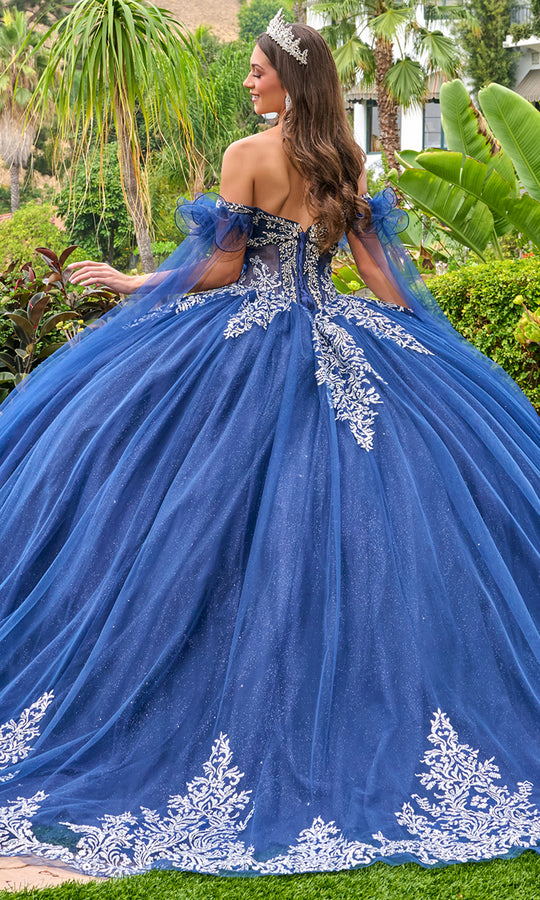 Elizabeth K GL3752 - Ruffle Cape Sleeve Sweetheart Ballgown