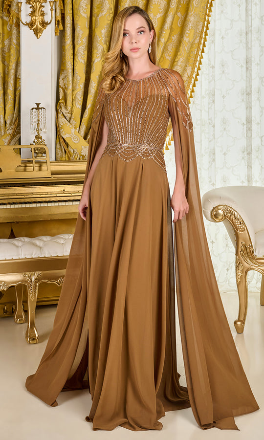 GLS by Gloria GL3785 - Scoop Neck Jeweled A-Line Gown