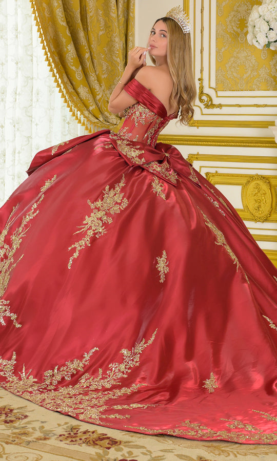 Elizabeth K GL3791 - Embellished Detachable Satin Overskirt Ballgown