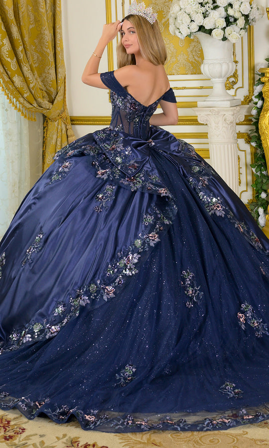 Elizabeth K GL3793 - Off Shoulder Floral Embroidered Ballgown