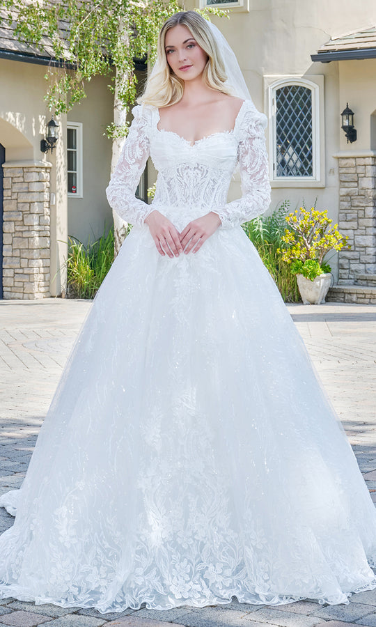 GLS by Gloria Bridal GL3820 - Long Puff Sleeve Embellished Ballgown