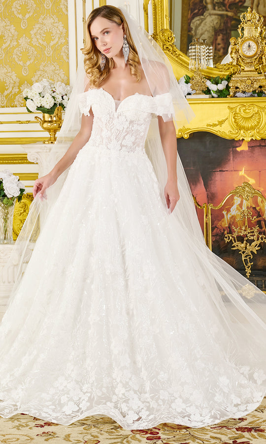 GLS by Gloria Bridal GL3821 - Floral Embellished Off Shoulder Gown