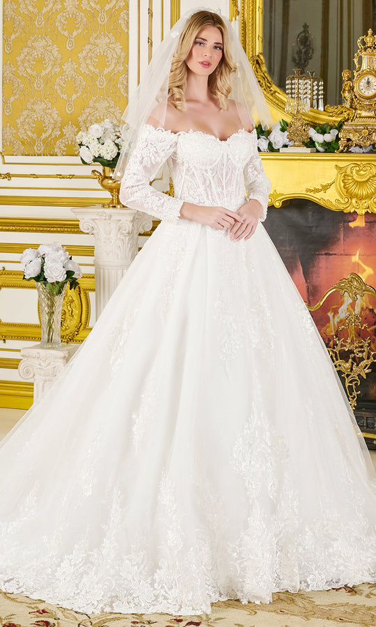 GLS by Gloria Bridal GL3824 - Off Shoulder Long Sleeve Ballgown