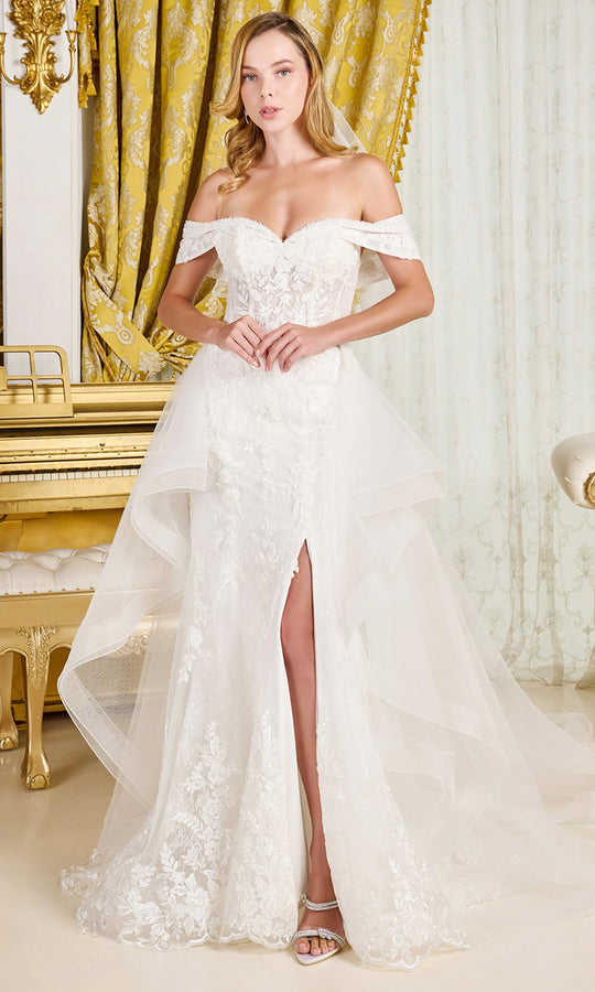GLS by Gloria Bridal GL3827 - Applique Off Shoulder Gown