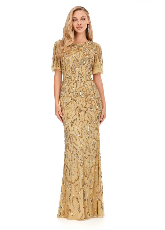 Ashley Lauren 11216 - Beaded Jewel Neck Evening Gown