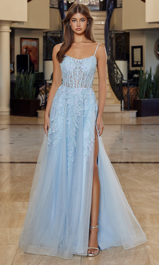 Nox Anabel H1886 - Lace Applique Tulle A Line Gown