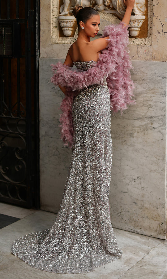 Chic and Holland HF110554 - Corset Bodice Hand Beaded Strapless Dress