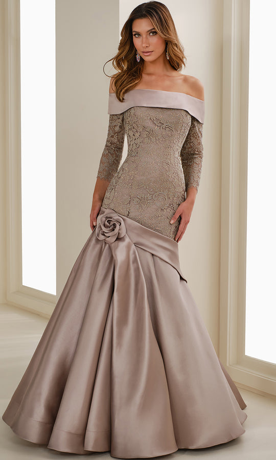 Ivonne D ID1409 - Beaded Lace Trumpet Evening Gown