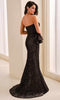 Ivonne D ID2201 - Embroidered Tulle Mermaid Long Dress In Black