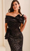 Ivonne D ID2201 - Embroidered Tulle Mermaid Long Dress In Black