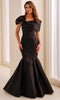 Ivonne D ID2202 - Asymmetric Mermaid Dress with Lace Applique In Black