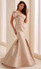 Ivonne D ID2202 - Asymmetric Mermaid Dress with Lace Applique In Pink