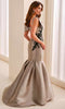 Ivonne D ID2202 - Asymmetric Mermaid Dress with Lace Applique In Gray and Black