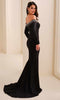 Ivonne D ID2203 - Long Sleeve Beaded Accent Evening Dress In Black