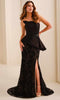 Ivonne D ID2204 - Scalloped Neckline Embroidered Tulle Dress In Black