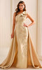 Ivonne D ID2207 - One Shoulder Column Dress with Overskirt In Pink