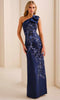 Ivonne D ID2207 - One Shoulder Column Dress with Overskirt In Blue