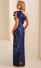 Ivonne D ID2207 - One Shoulder Column Dress with Overskirt In Blue