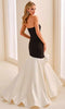 Ivonne D ID2209 - Plunging Sweetheart Ruffle Accent Prom Dress In Black and White