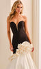 Ivonne D ID2209 - Plunging Sweetheart Ruffle Accent Prom Dress In Black and White