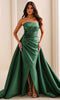 Ivonne D ID2210 - Floral Applique Front Slit Overskirt Dress In Green