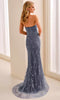 Ivonne D ID2212 - Floral Embroidered Sweetheart Evening Dress In Purple