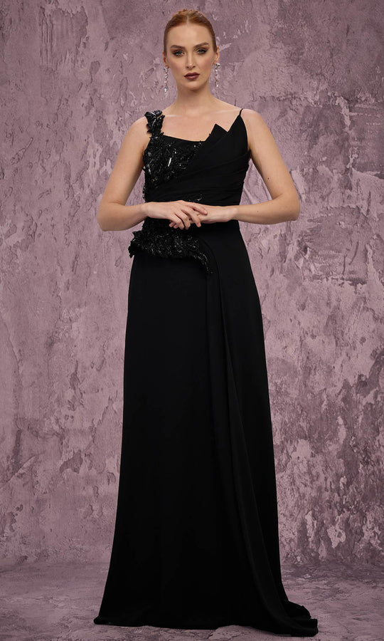 MNM COUTURE J03563 - Beaded Applique Sleeveless A-Line Gown