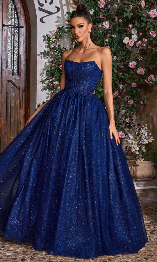 J'Adore Dresses J26008 - Corset Sparkle Ballgown with Lace Up Back