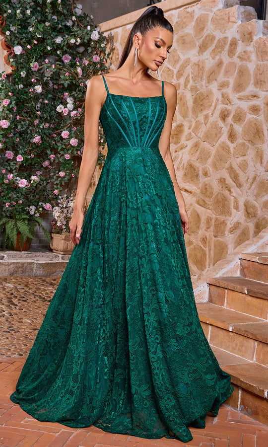 J'Adore Dresses J26016 - Floral Lace A-Line Evening Gown