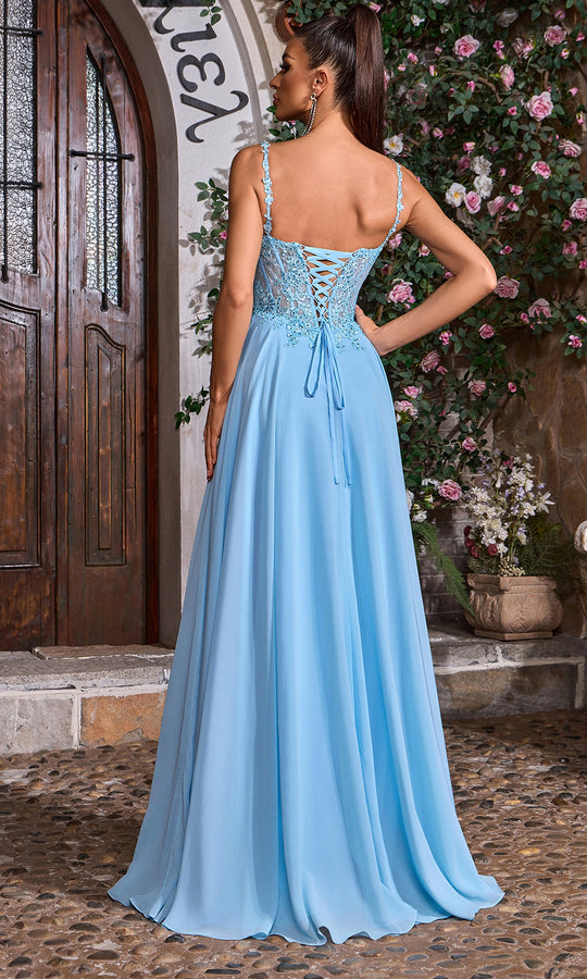 J'Adore Dresses J26026 - A-Line Chiffon Dress with Embroidered Top
