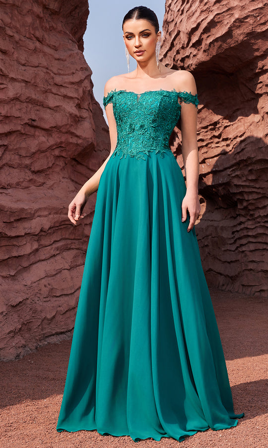 J'Adore Dresses J27002 - Floral Embroidered A-Line Gown